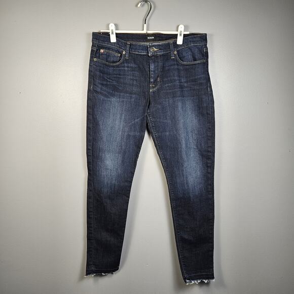 Hudson Women's Jeans Denim Krista Low Rise Skinny Ankle Size 32 Raw Hem Dark - Picture 1 of 10